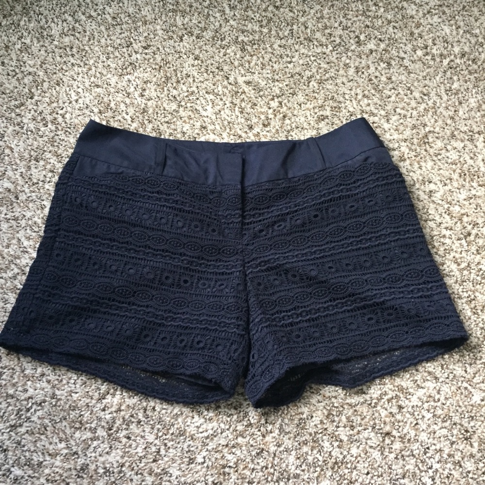 The Limited Navy Lace Overlay Tailored Shorts